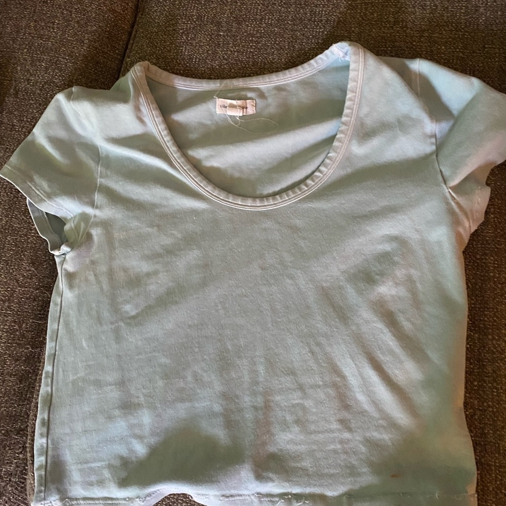 light blue crop top